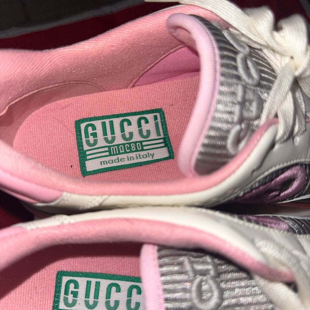 Authentic Gucci Women's Pink and Gray Sneakers - Picture 6 of 10